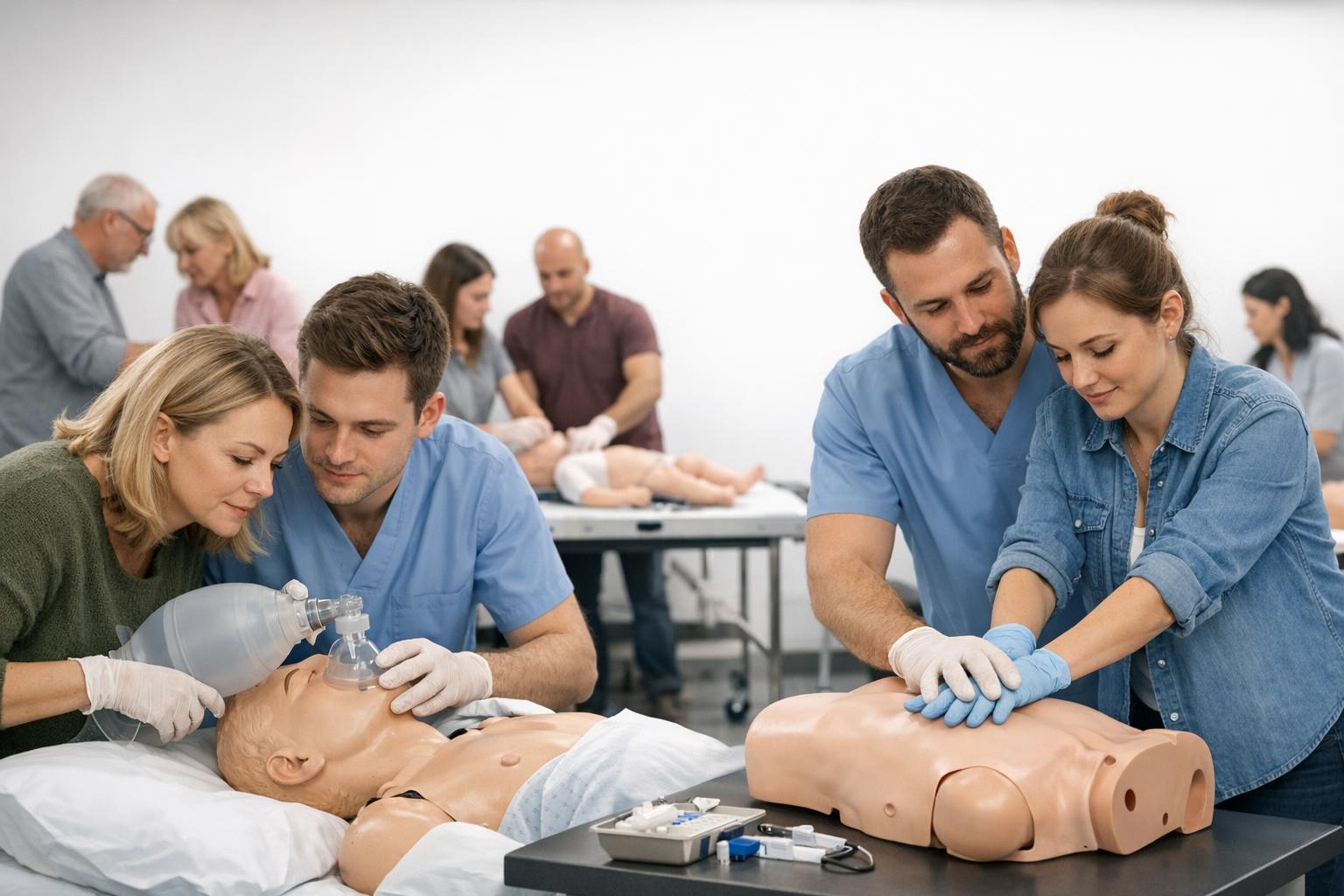 Zdjęcie: uczestnicy warsztatów praktycznych podczas ćwiczeń z modelami anatomicznymi